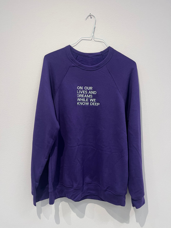 YAZ Purple Sweatshirt "on our lives and dreams"