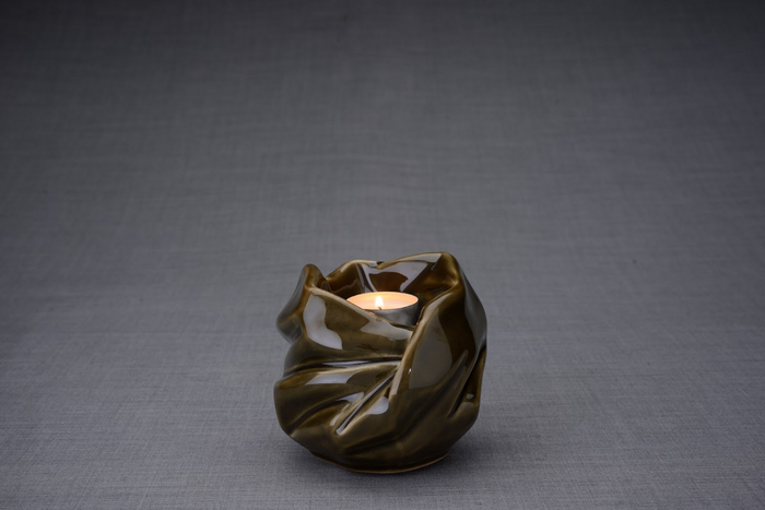 Keepsake Candleholder Urn / Oily Green / With Coating
